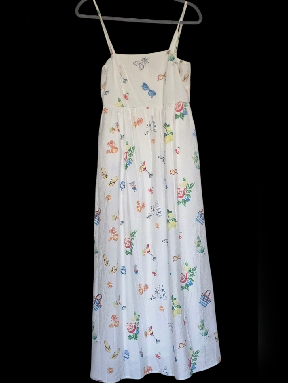 Rachel Zoe White Maxi Dress with Tropical Print Spring/Summer Beach Dress